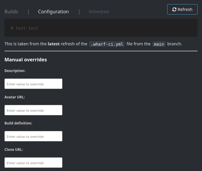 overrides configuration in wharf-web